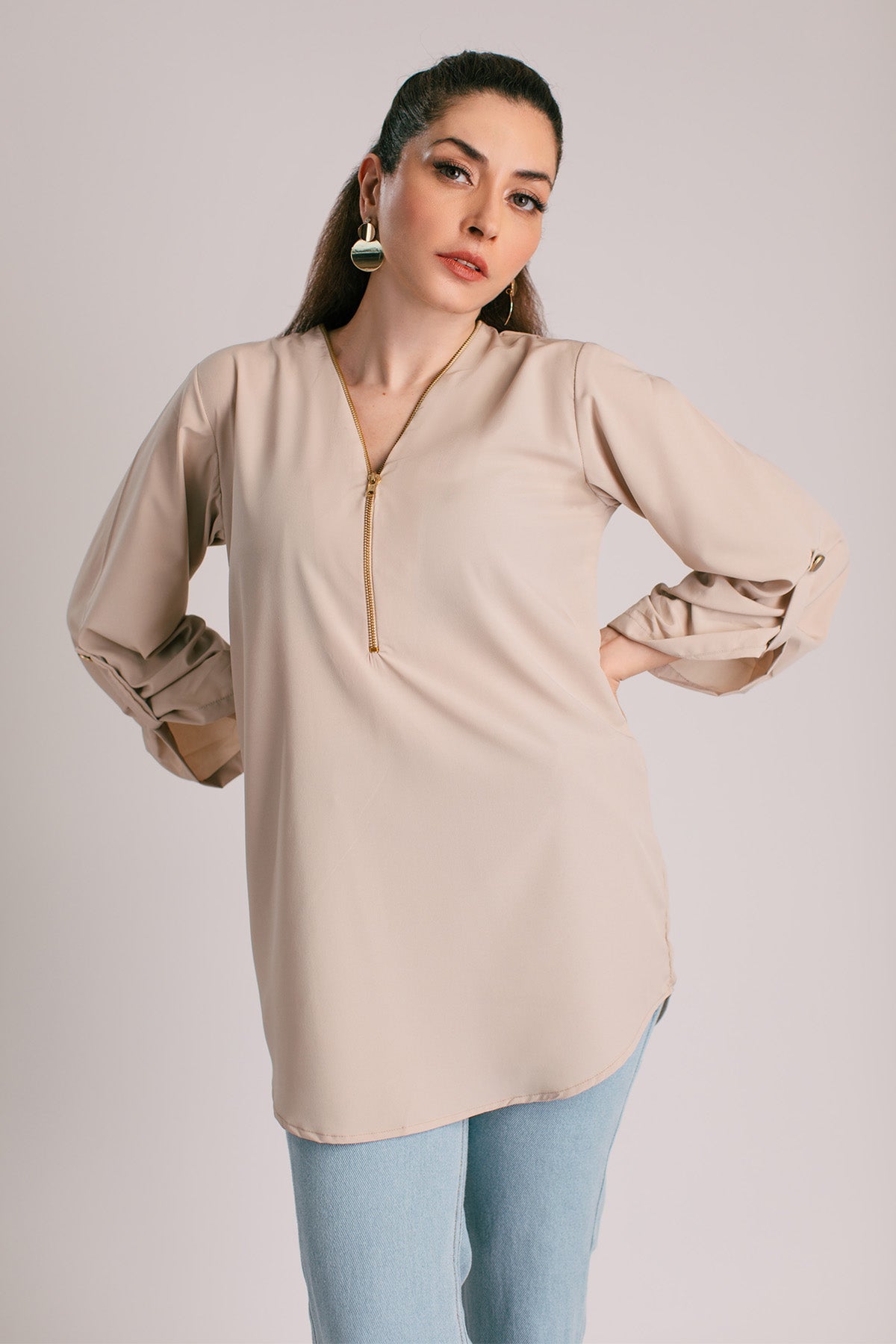 Zipper Top - Peach Republic