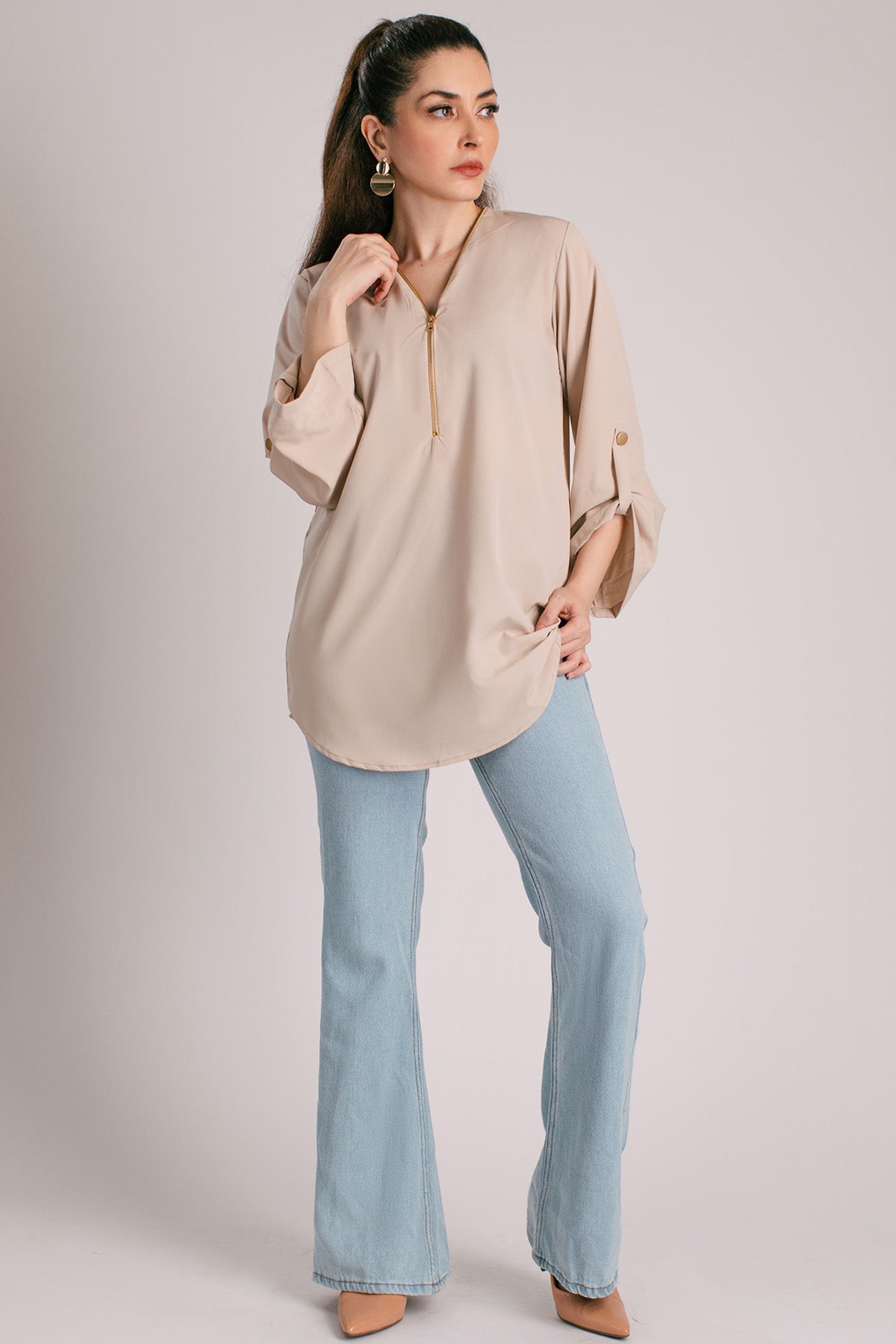 Zipper Top - Peach Republic