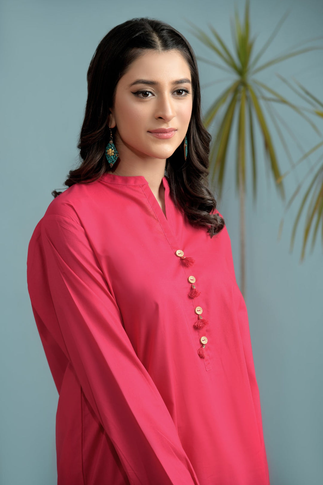2 Piece Lawn Suit -Crimson Pink - Peach Republic