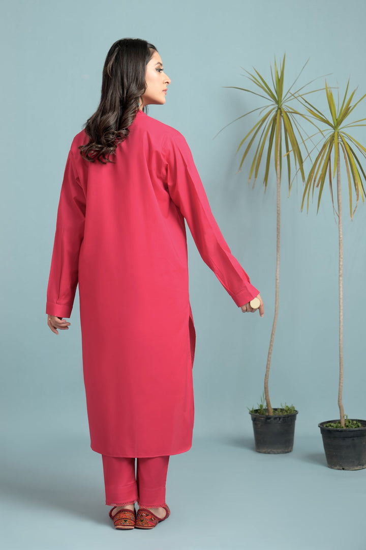 2 Piece Lawn Suit -Crimson Pink - Peach Republic