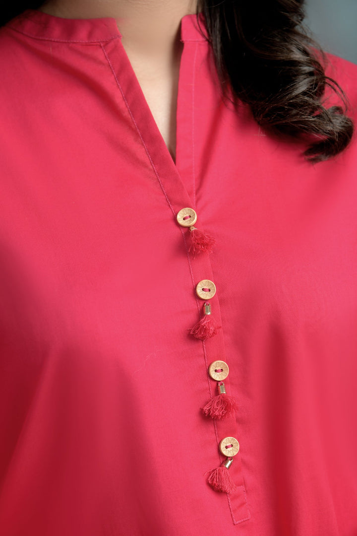 2 Piece Lawn Suit -Crimson Pink - Peach Republic