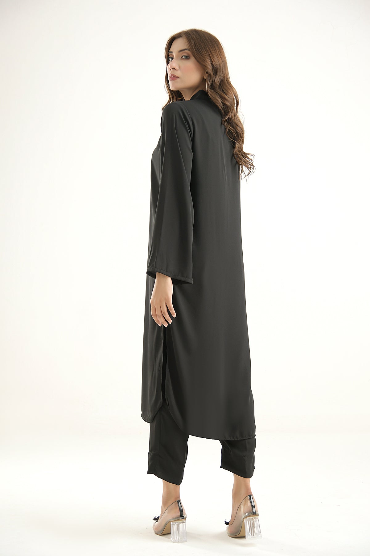 Black Crepe Dress - Peach Republic