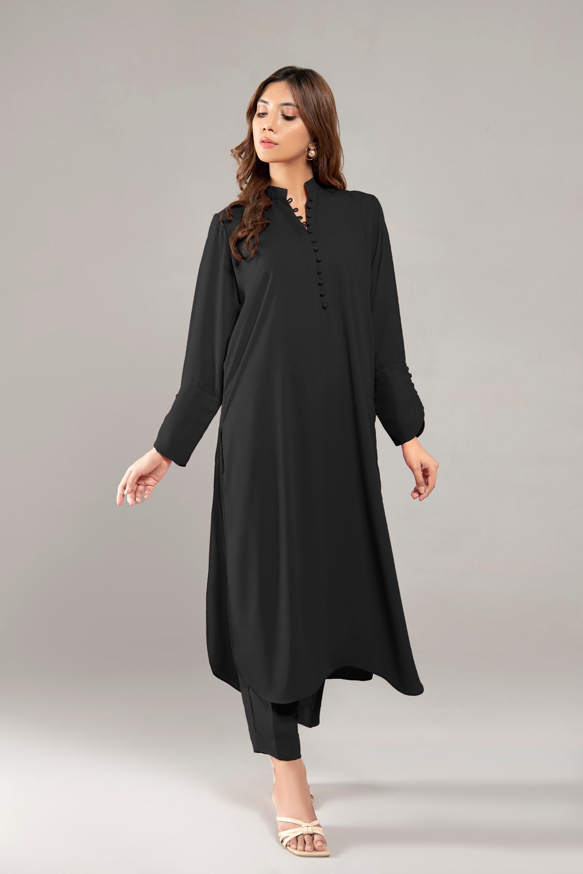 Black Elegant Dress - Peach Republic