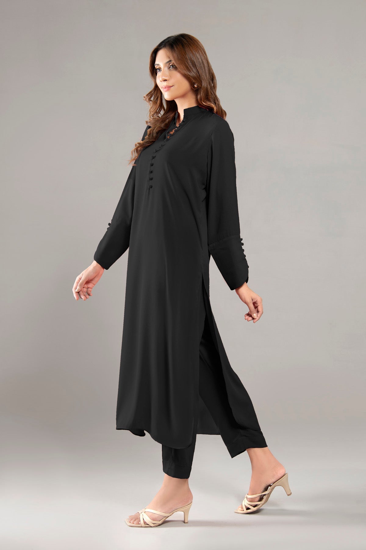 Black Elegant Dress - Peach Republic