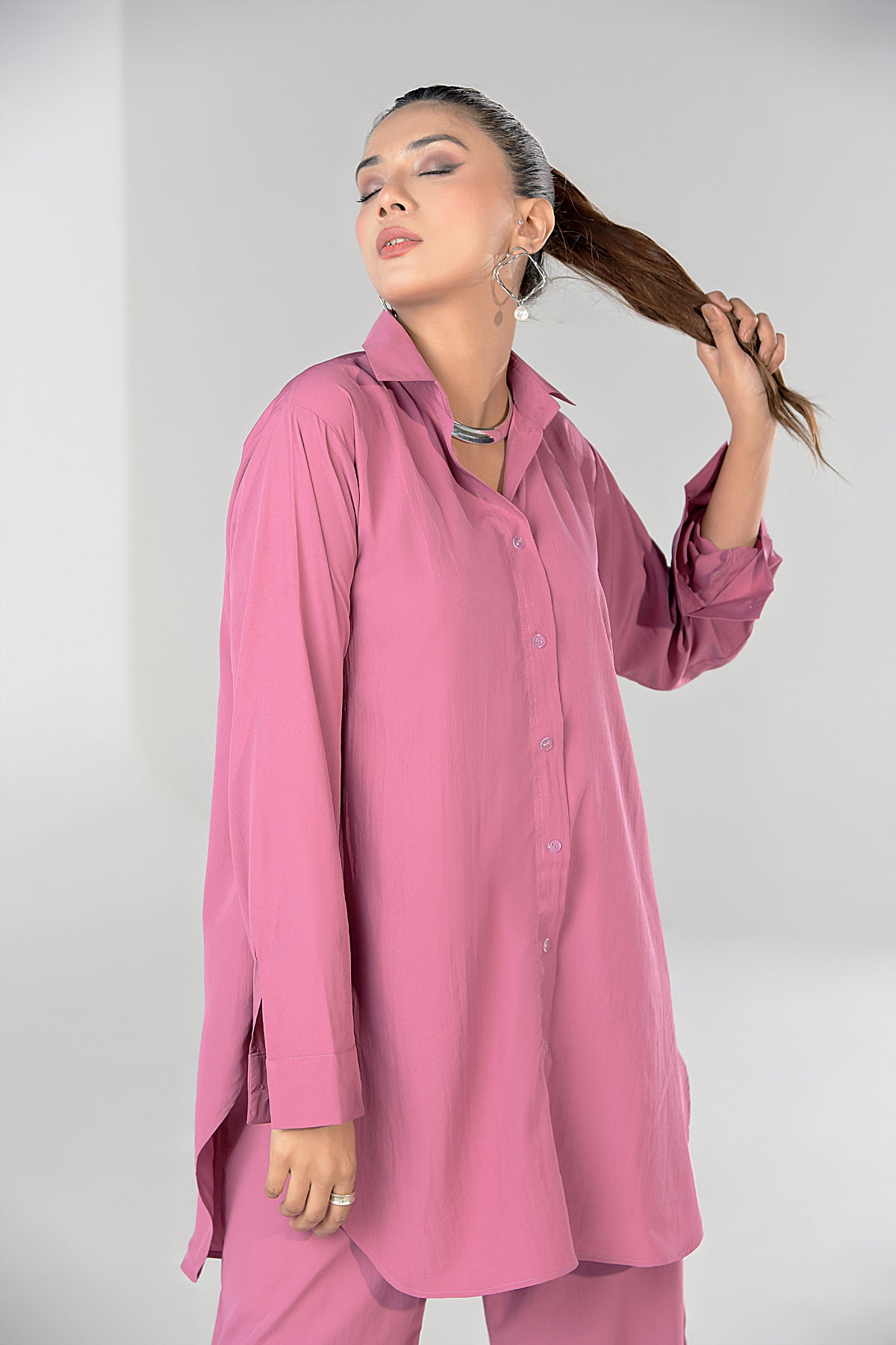 Blush Pink Buttoned Tunic-Grip - Peach Republic