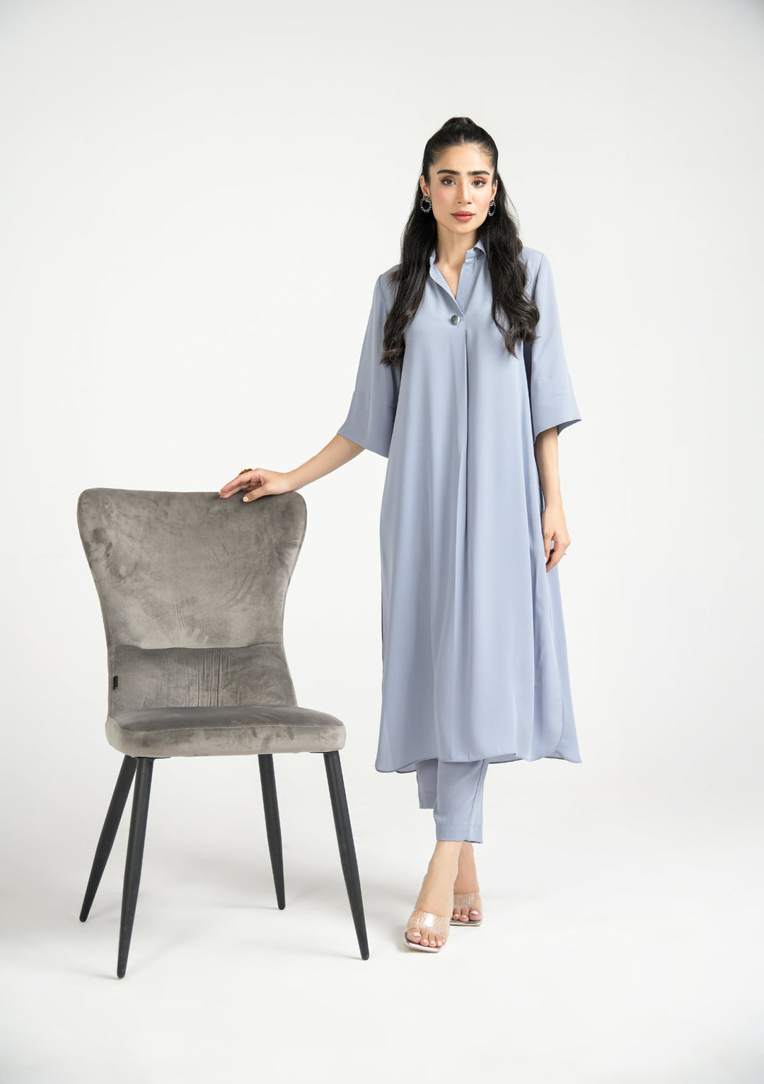 Cloud Grey Grip Dress - Peach Republic