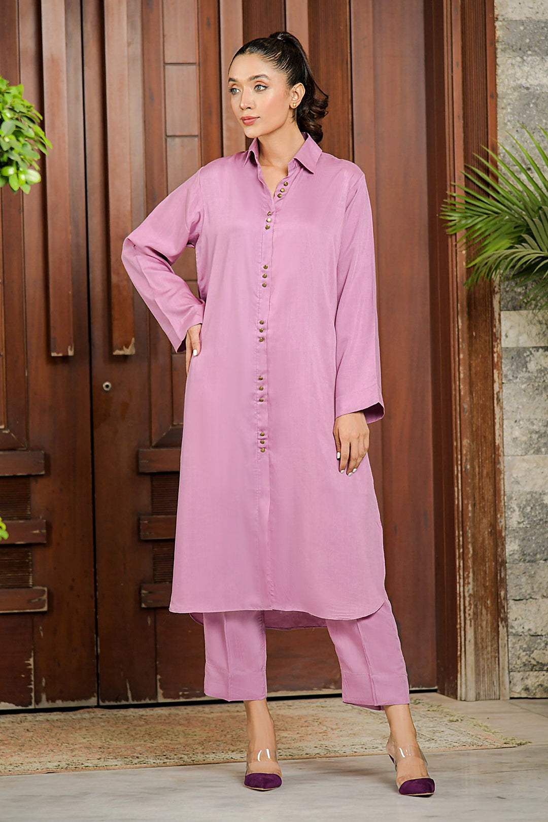 Elegant Lilac Trendy Dress - Peach Republic