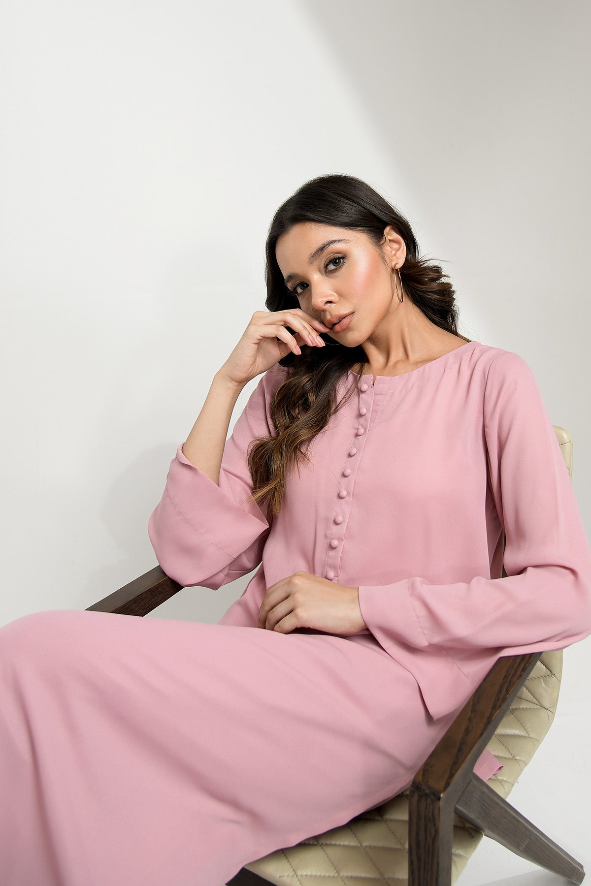 Elegant Tea Pink Dress - Peach Republic