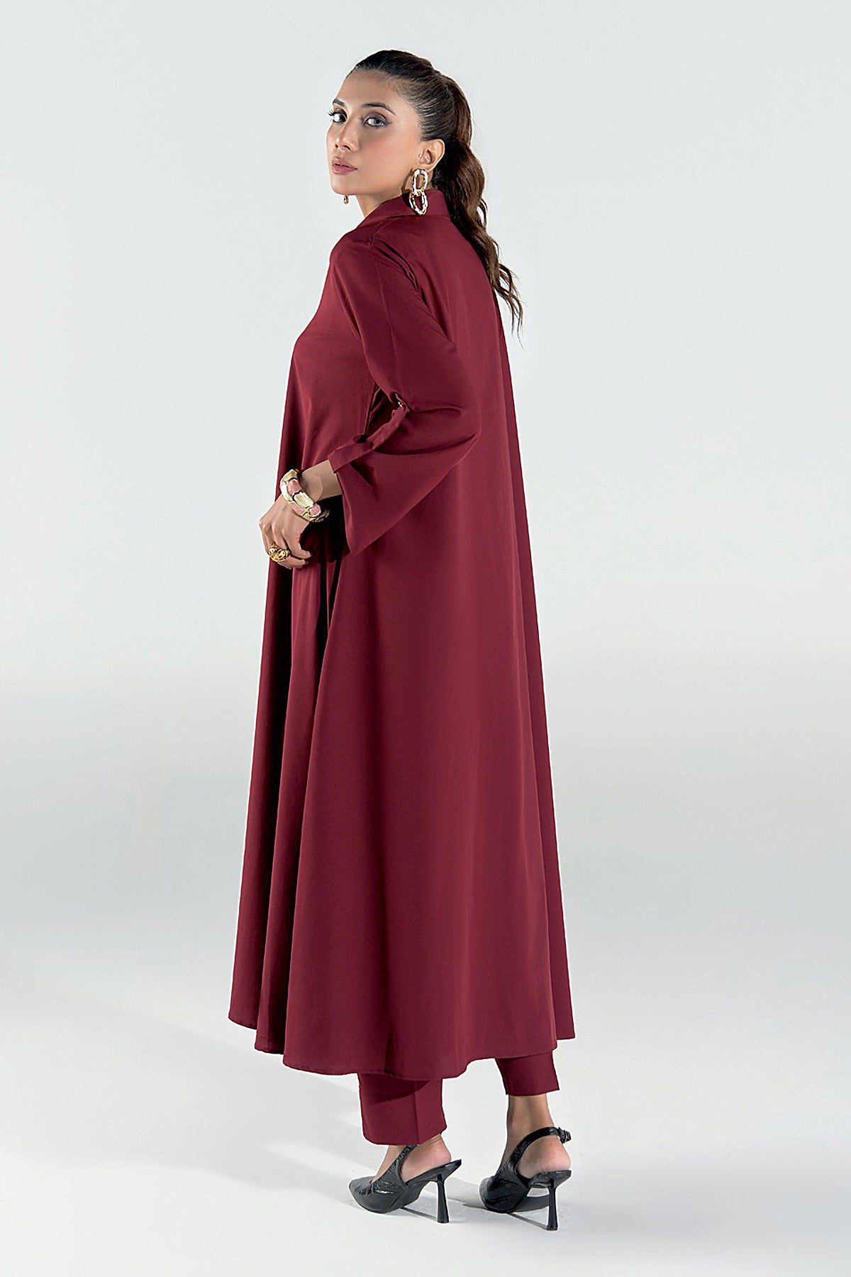 Maroon Grip Dress-MG - Peach Republic