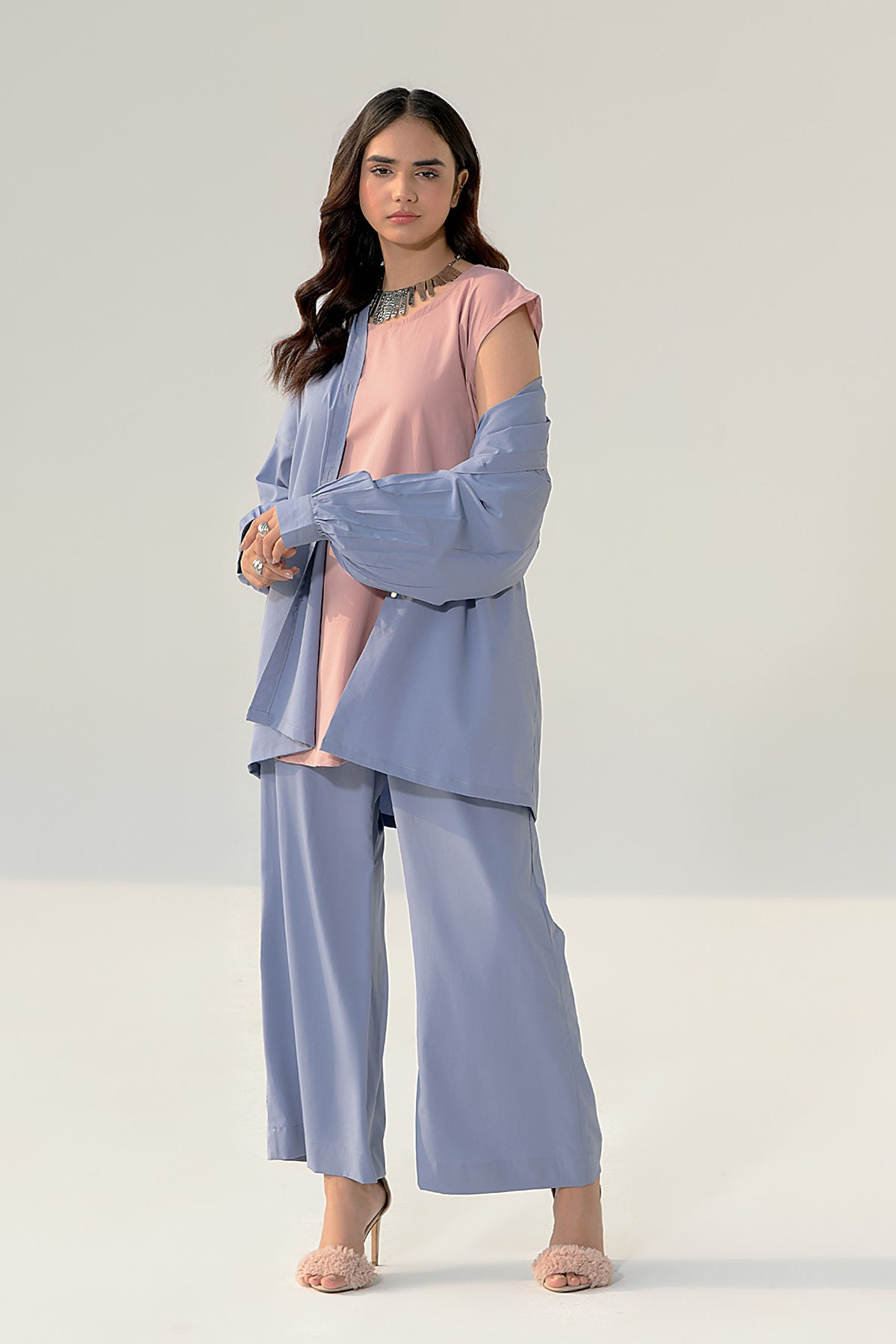 Powder Blue 3 Pcs Grip Tunic - Peach Republic