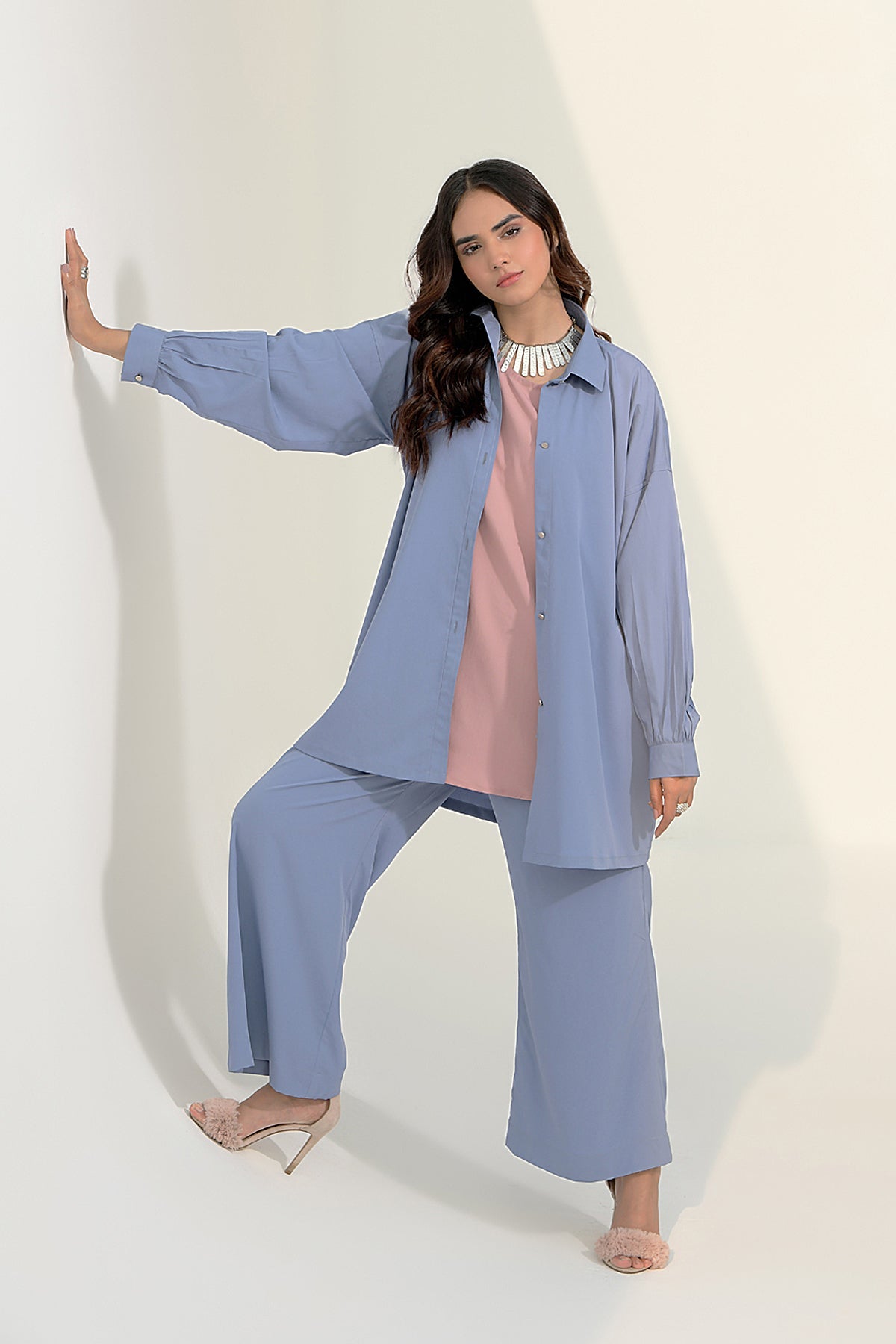 Powder Blue 3 Pcs Grip Tunic - Peach Republic