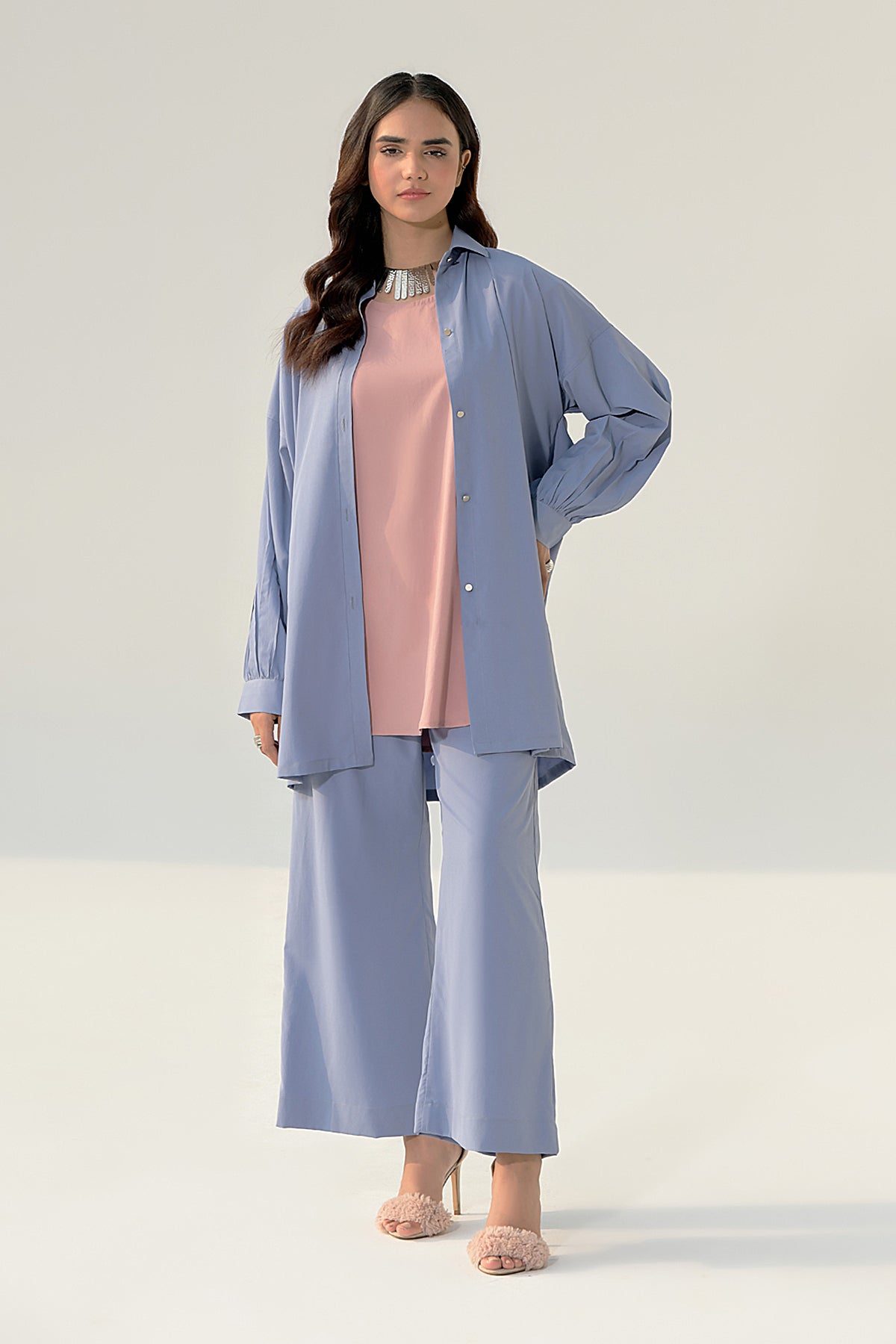 Powder Blue 3 Pcs Grip Tunic - Peach Republic