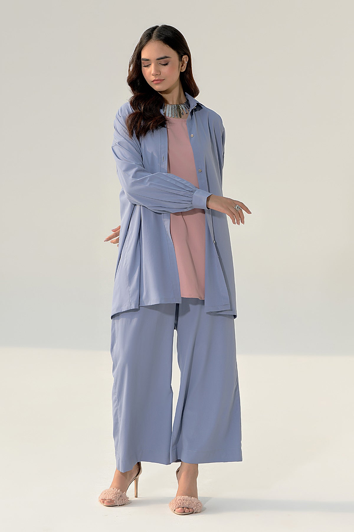 Powder Blue 3 Pcs Grip Tunic - Peach Republic