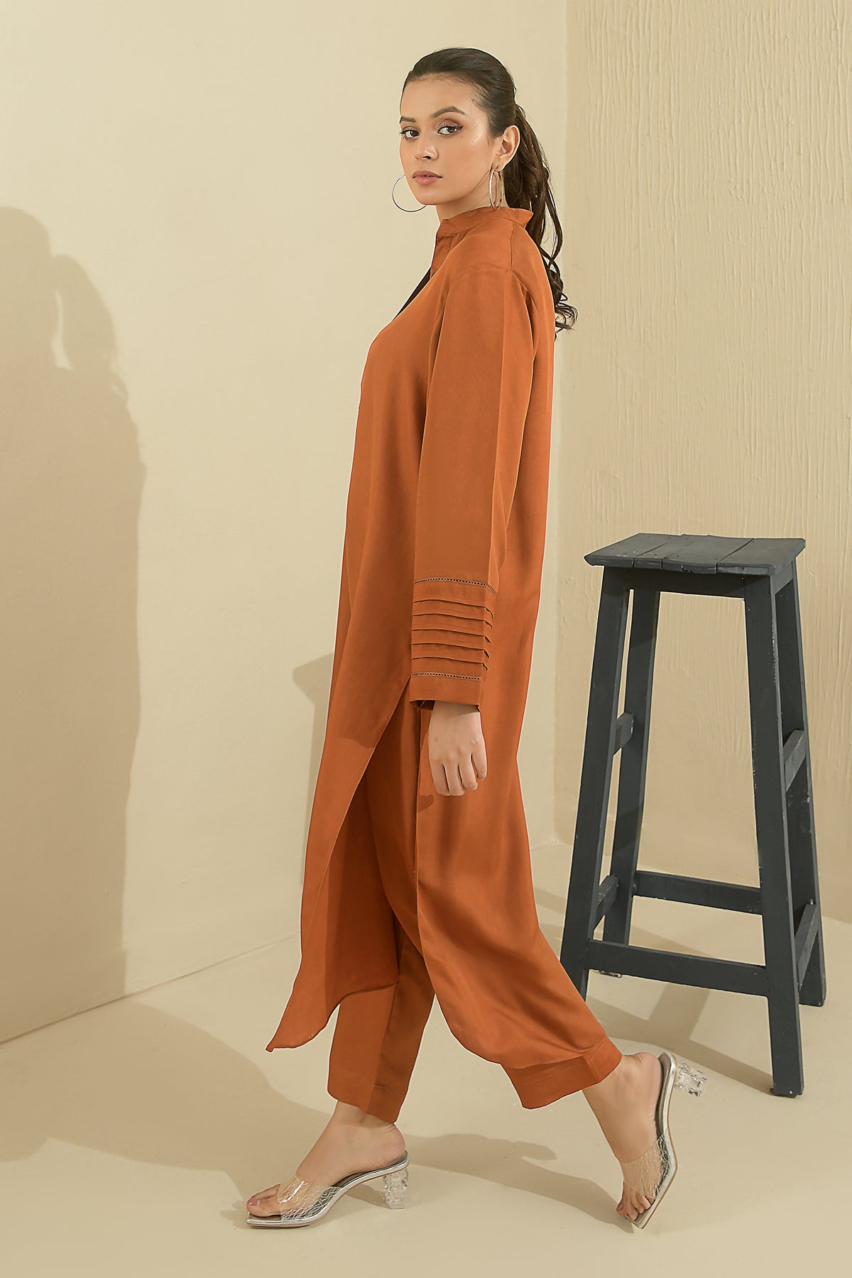 Premium Dyed Rust Viscose Suit - Peach Republic