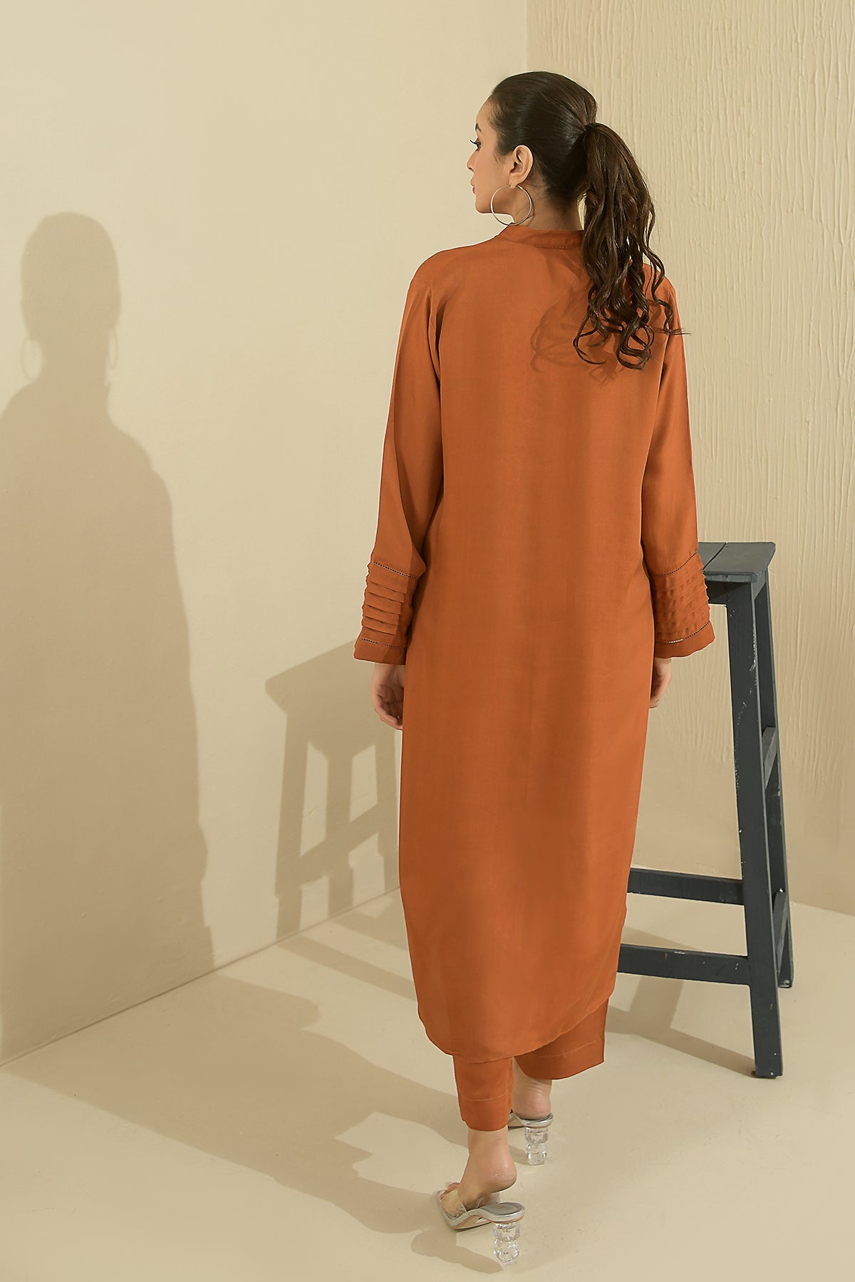 Premium Dyed Rust Viscose Suit - Peach Republic