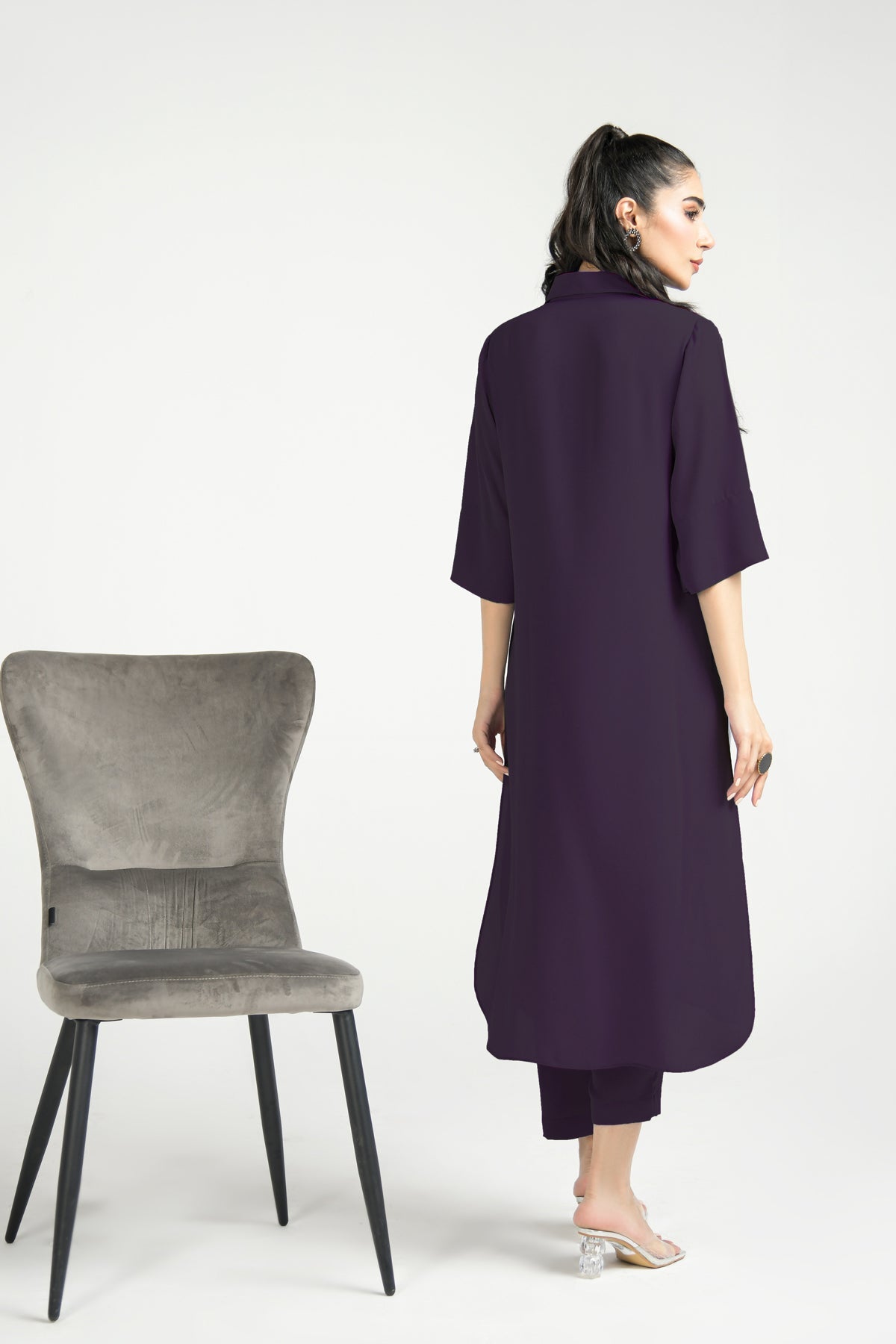 Purple Crepe Dress - Peach Republic