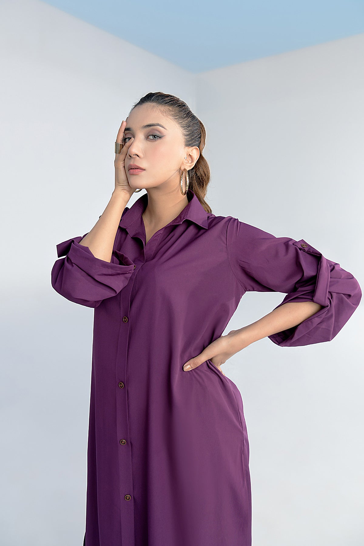 Purple Button Down Dress