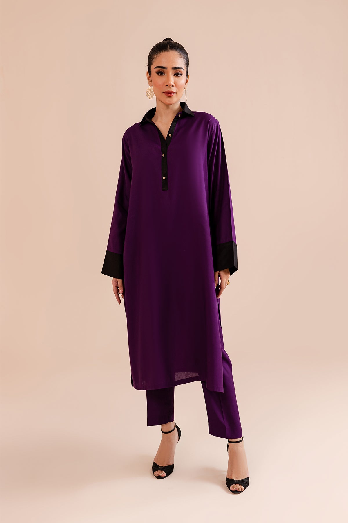 Purple Stylish Dress - Peach Republic