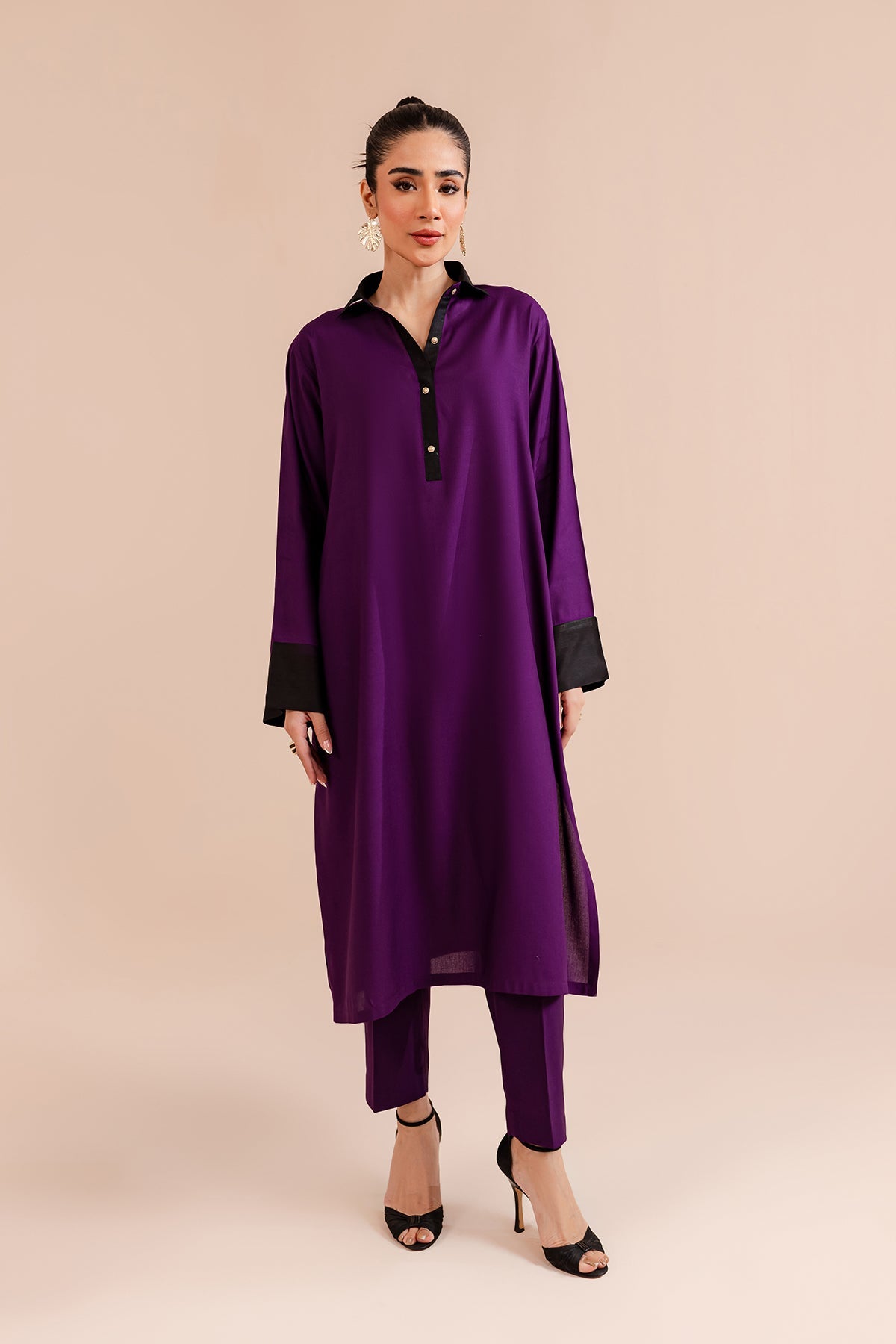 Purple Stylish Dress - Peach Republic