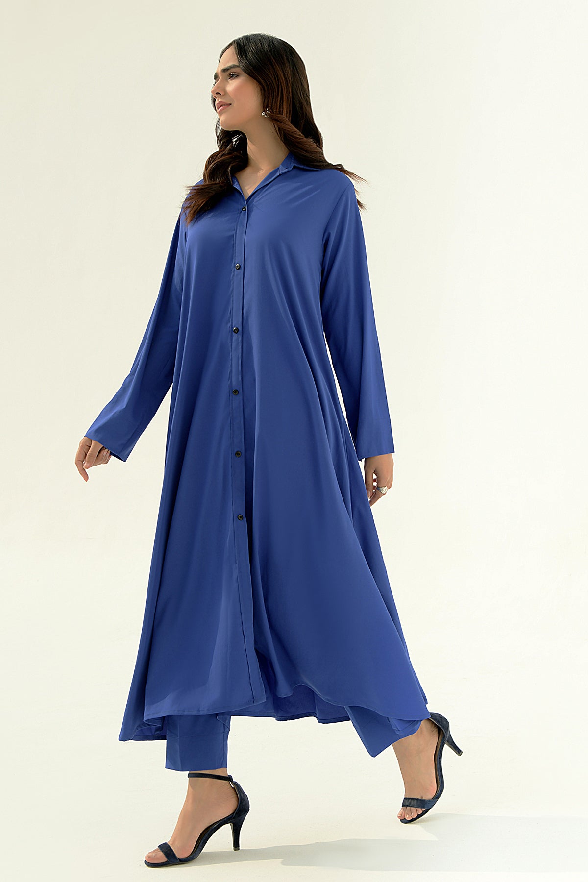 Sapphire Blue Long Grip Dress - Peach Republic