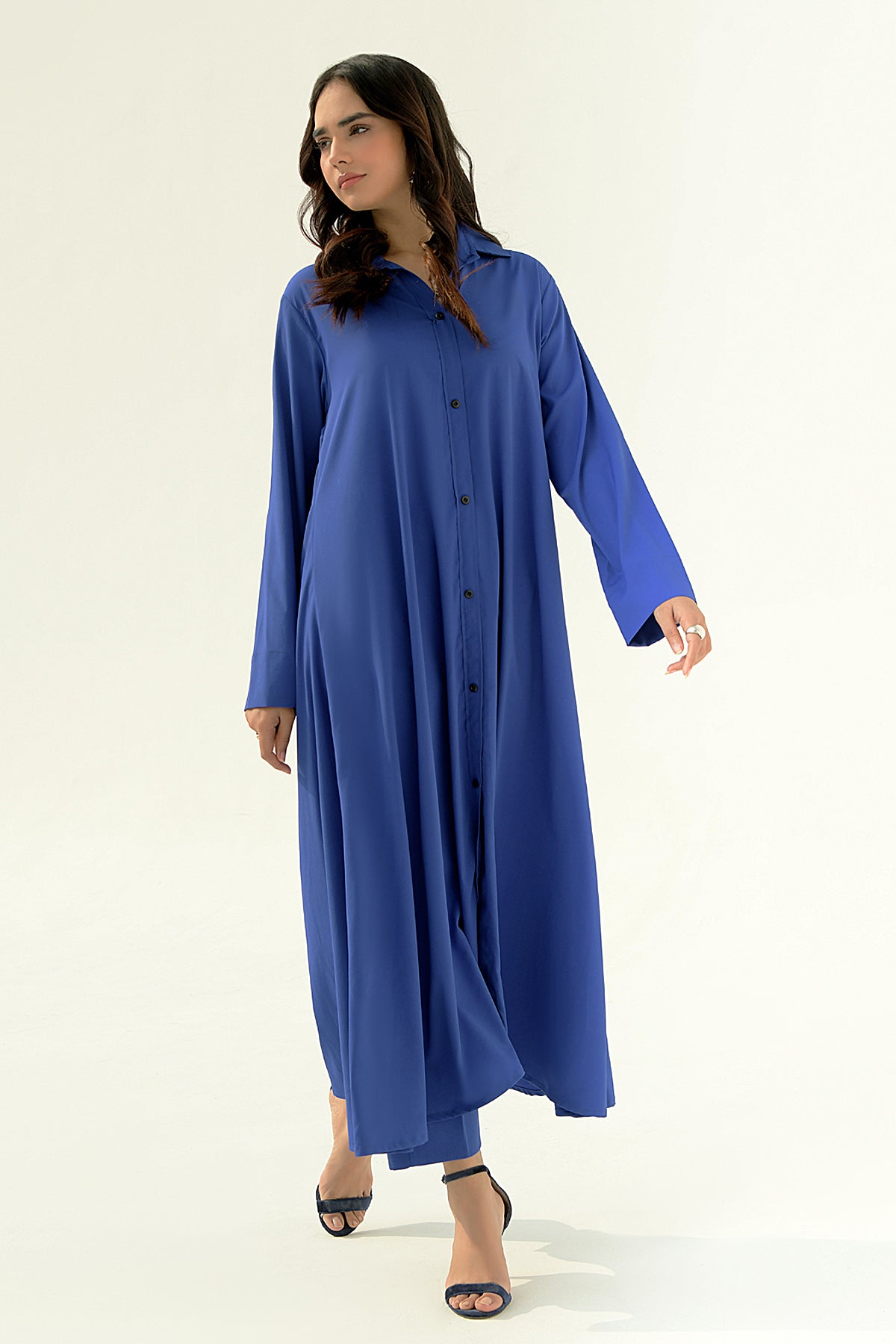 Sapphire Blue Long Grip Dress - Peach Republic