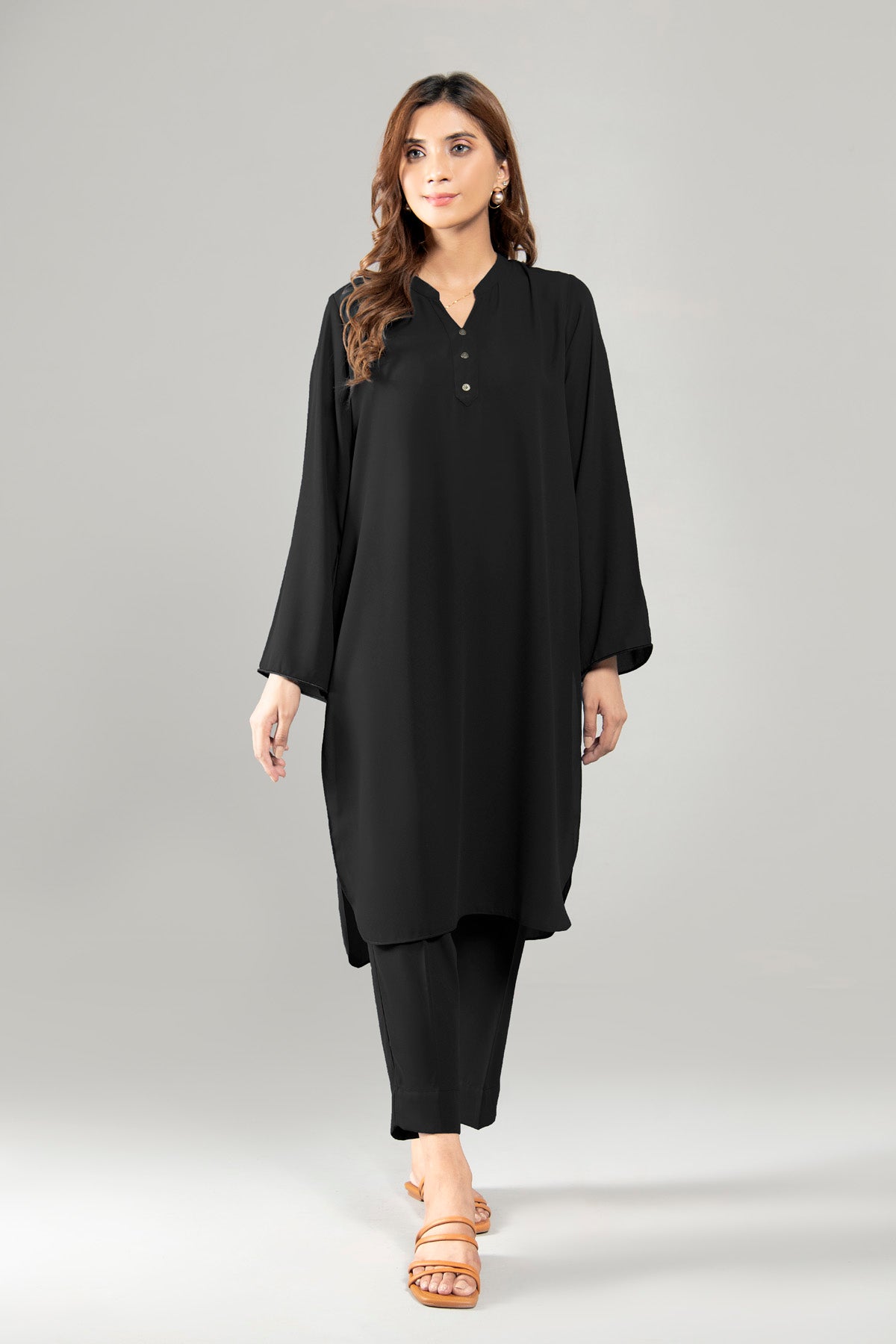 Solid Black Crepe Dress CC