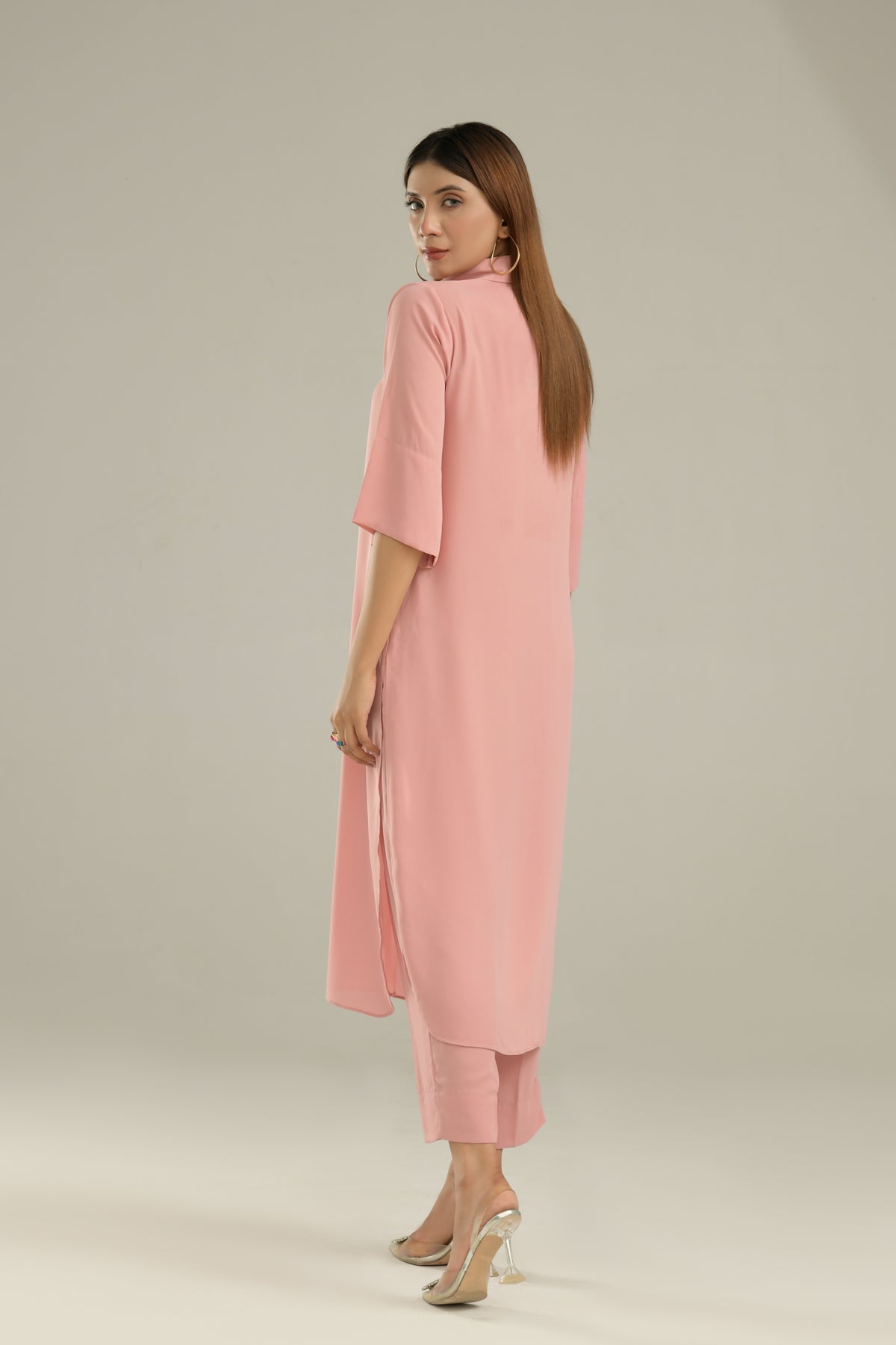 Tea Pink Crepe Dress - Peach Republic