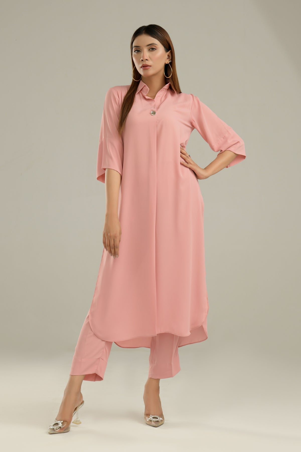 Tea Pink Crepe Dress - Peach Republic