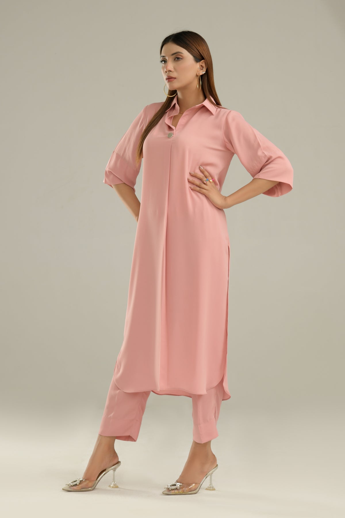 Tea Pink Crepe Dress - Peach Republic