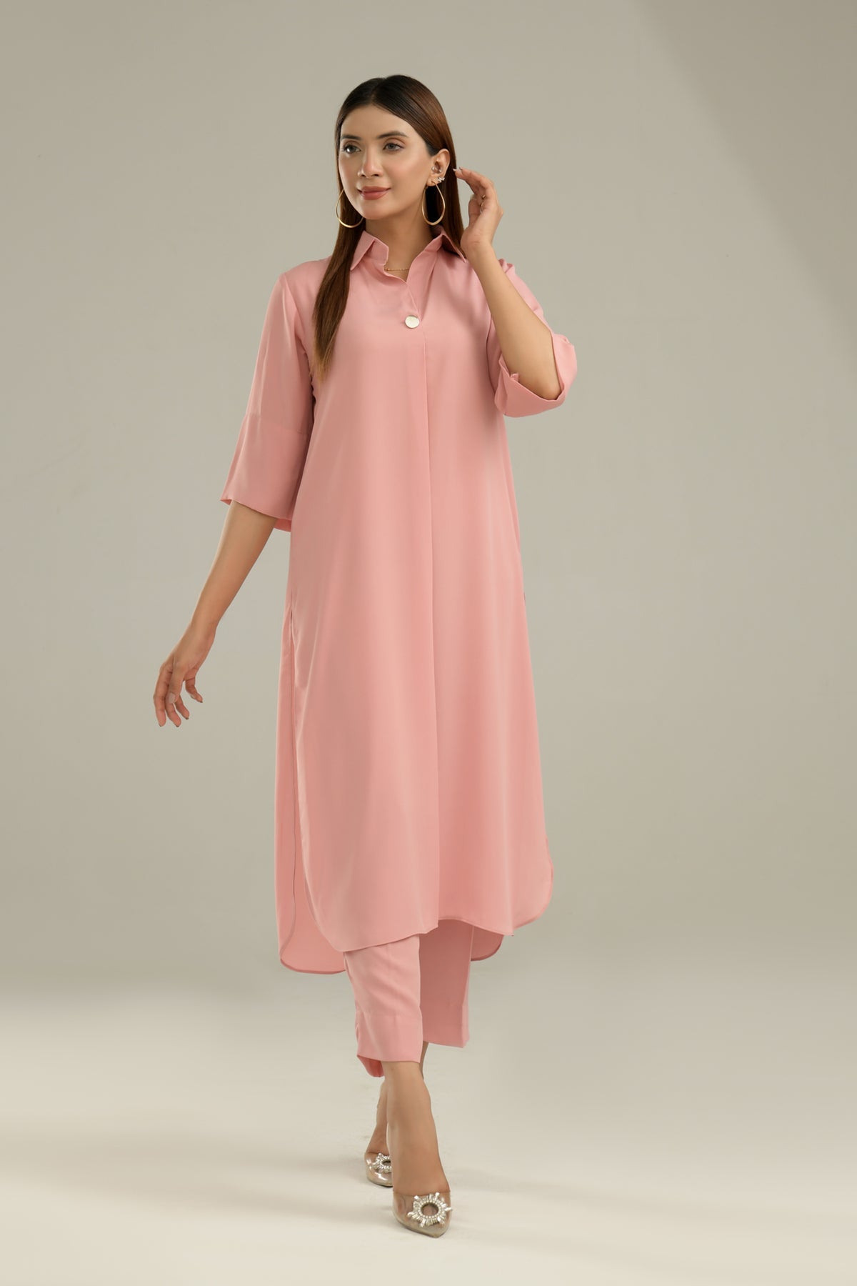 Tea Pink Crepe Dress - Peach Republic