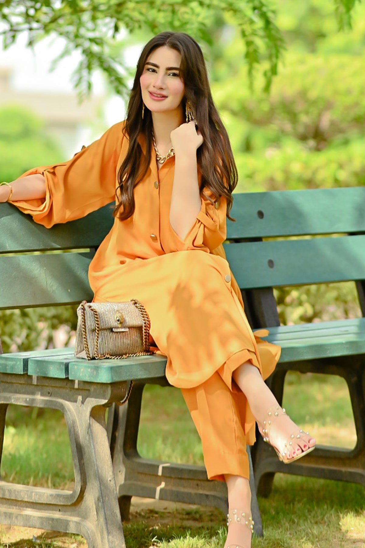 Yellow Mustard Buttoned Dress - Peach Republic